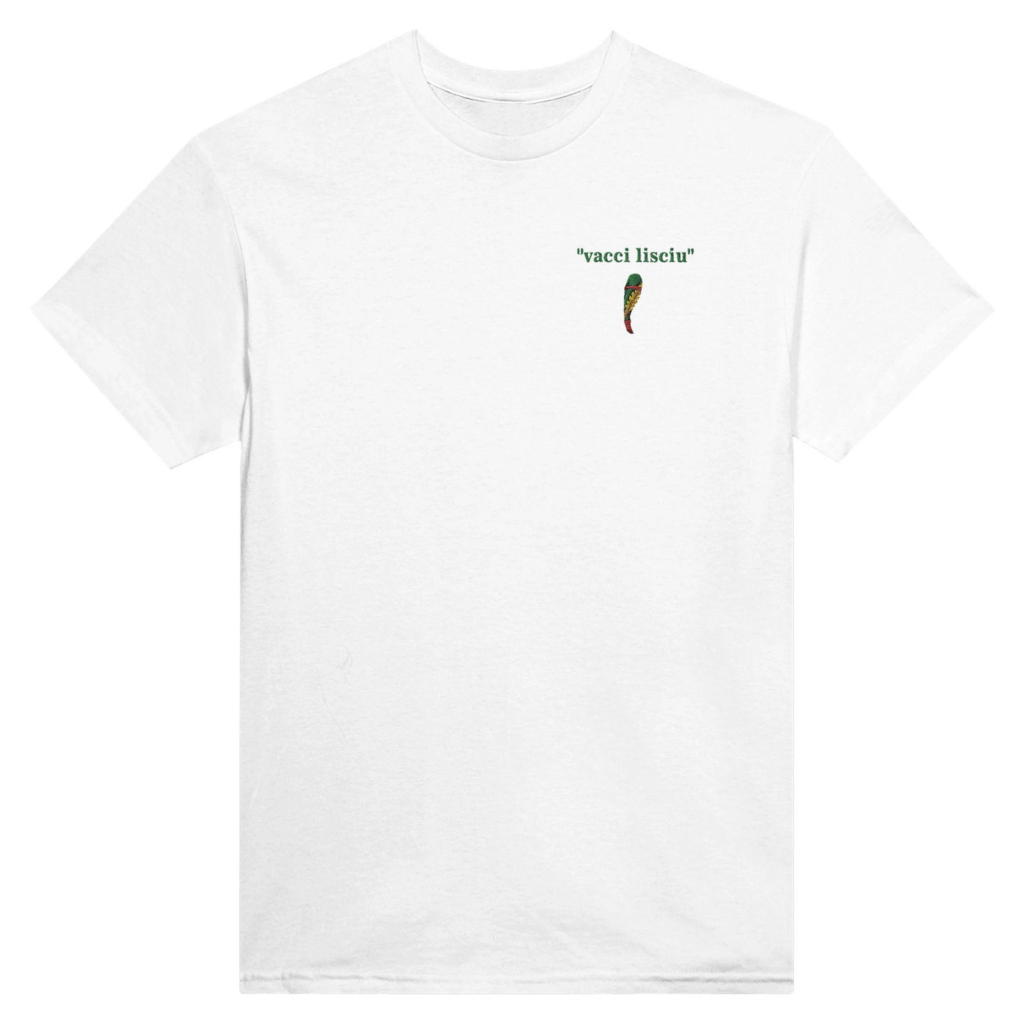 Maglietta bianca in cotone  con ricamo artistico ispirato alle carte siciliane.