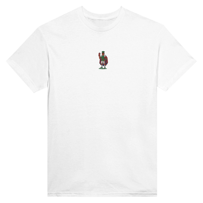 Maglia bianca in cotone con il ricamo del Re di coppe